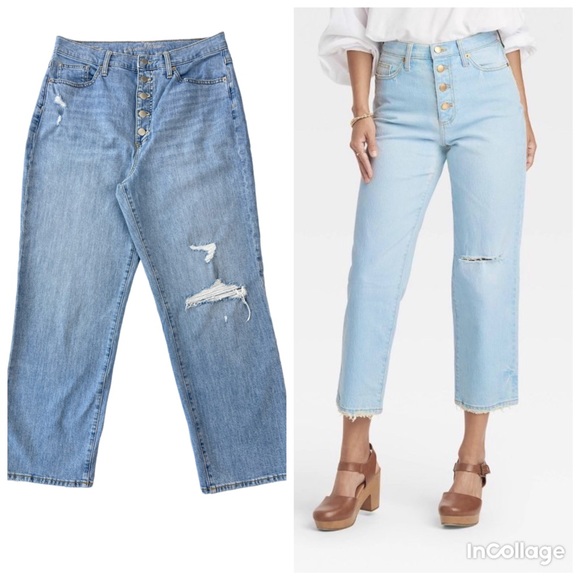 Universal Thread Vintage Straight High Waist Buttoned light wash jeans 14/32L - Picture 1 of 13